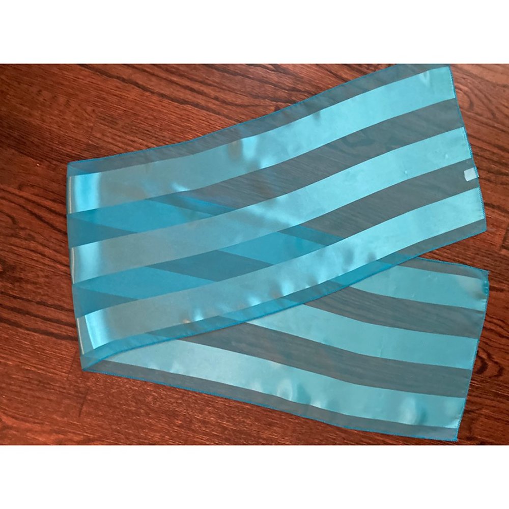 Scarf - Women's - Long Aqua Stripe